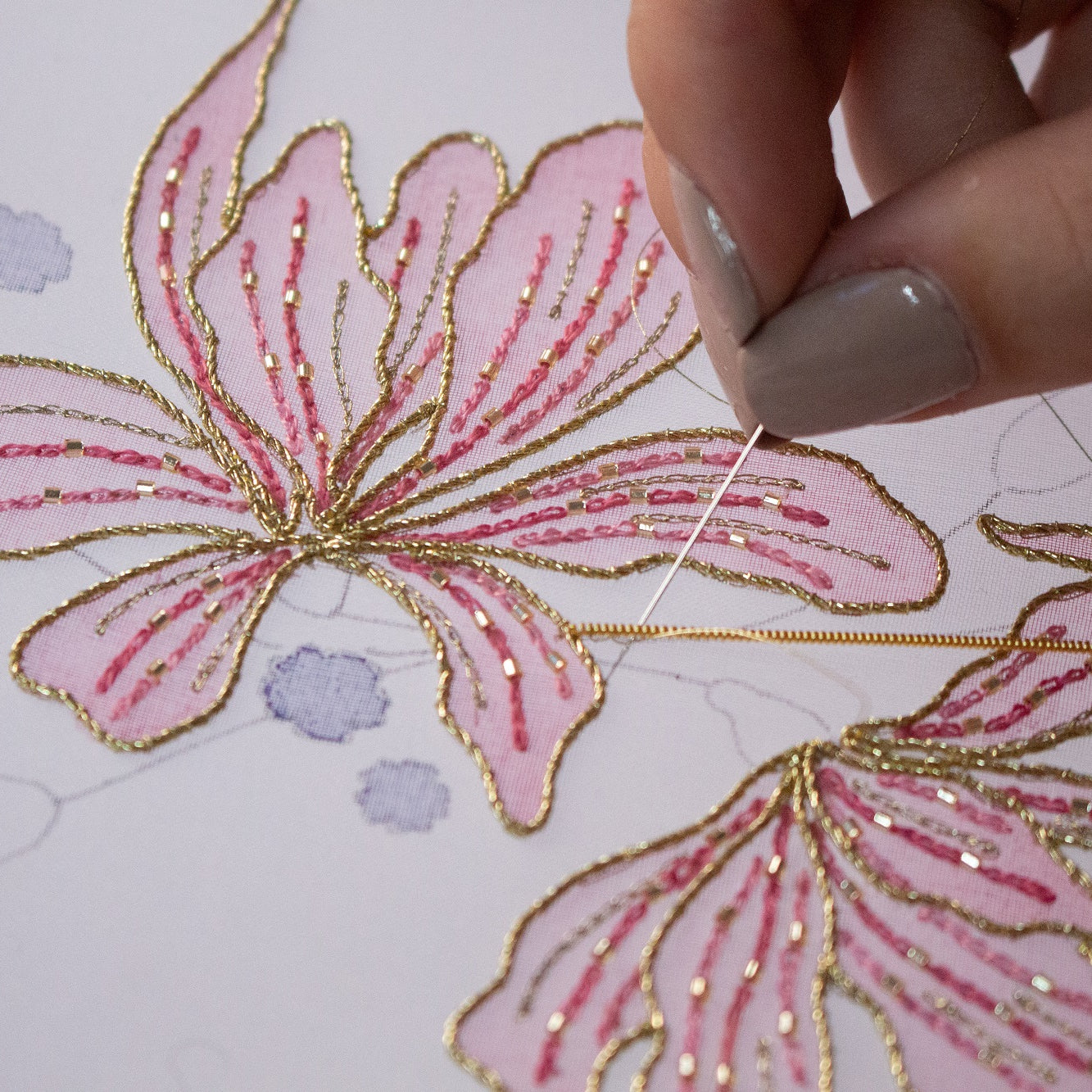 Hand and Lock School Hand Embroidery Course - Floral Painting and Embellishment