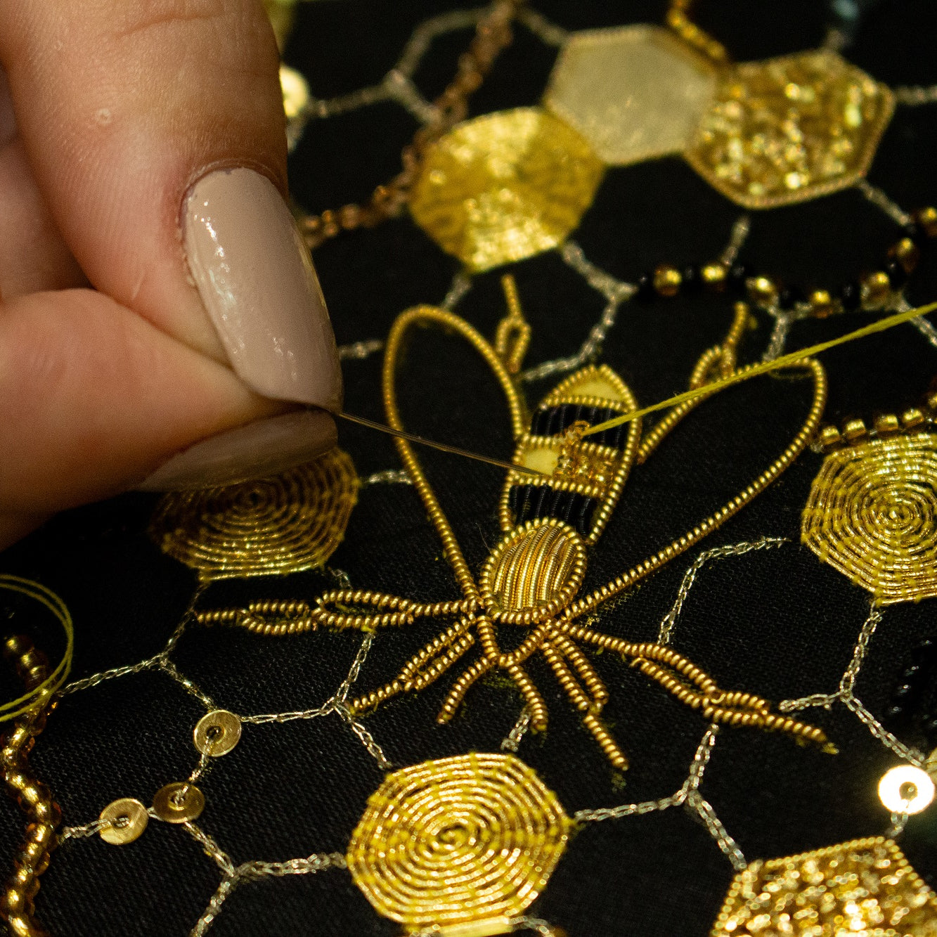 Hand and Lock School Hand Embroidery Course - Goldwork and Tambour Beehive
