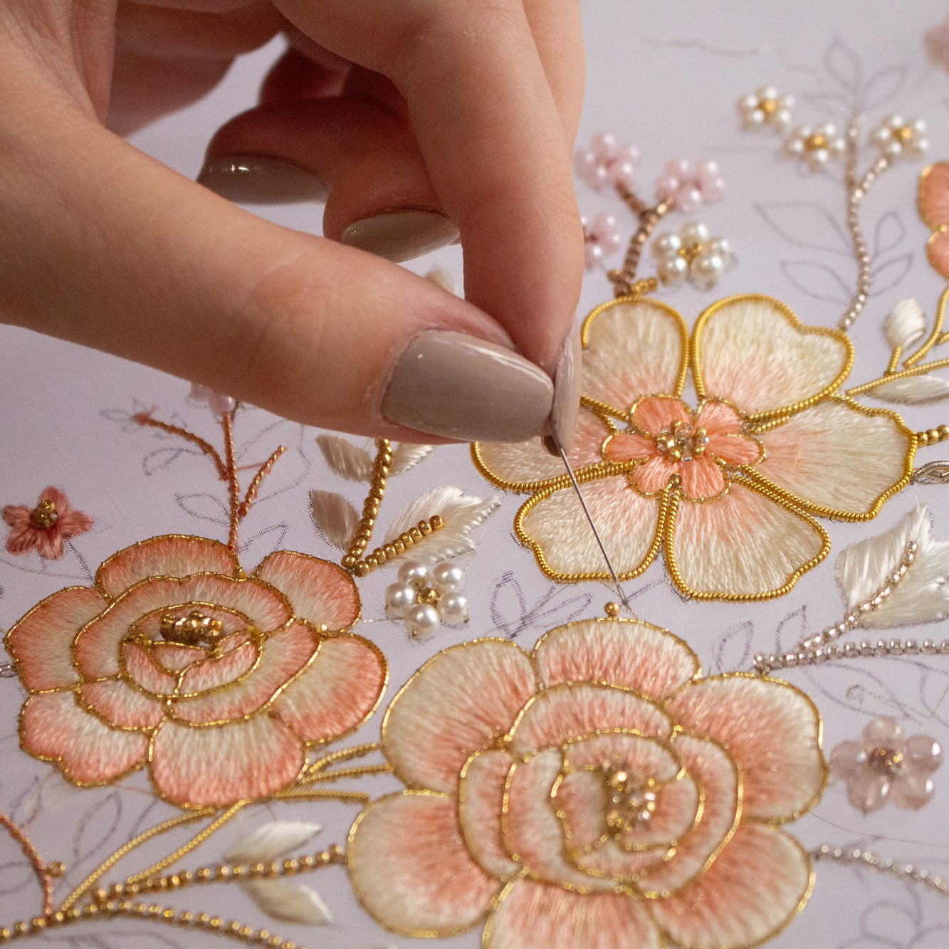 Hand and Lock School Hand Embroidery Course - Haute Couture Floral Embellishment