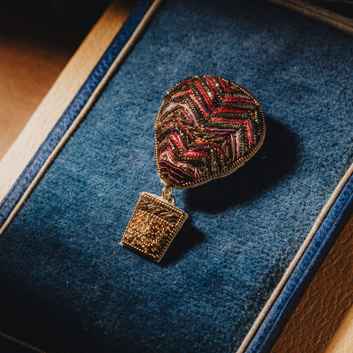 Hot Air Balloon Hand Embroidered Brooch
