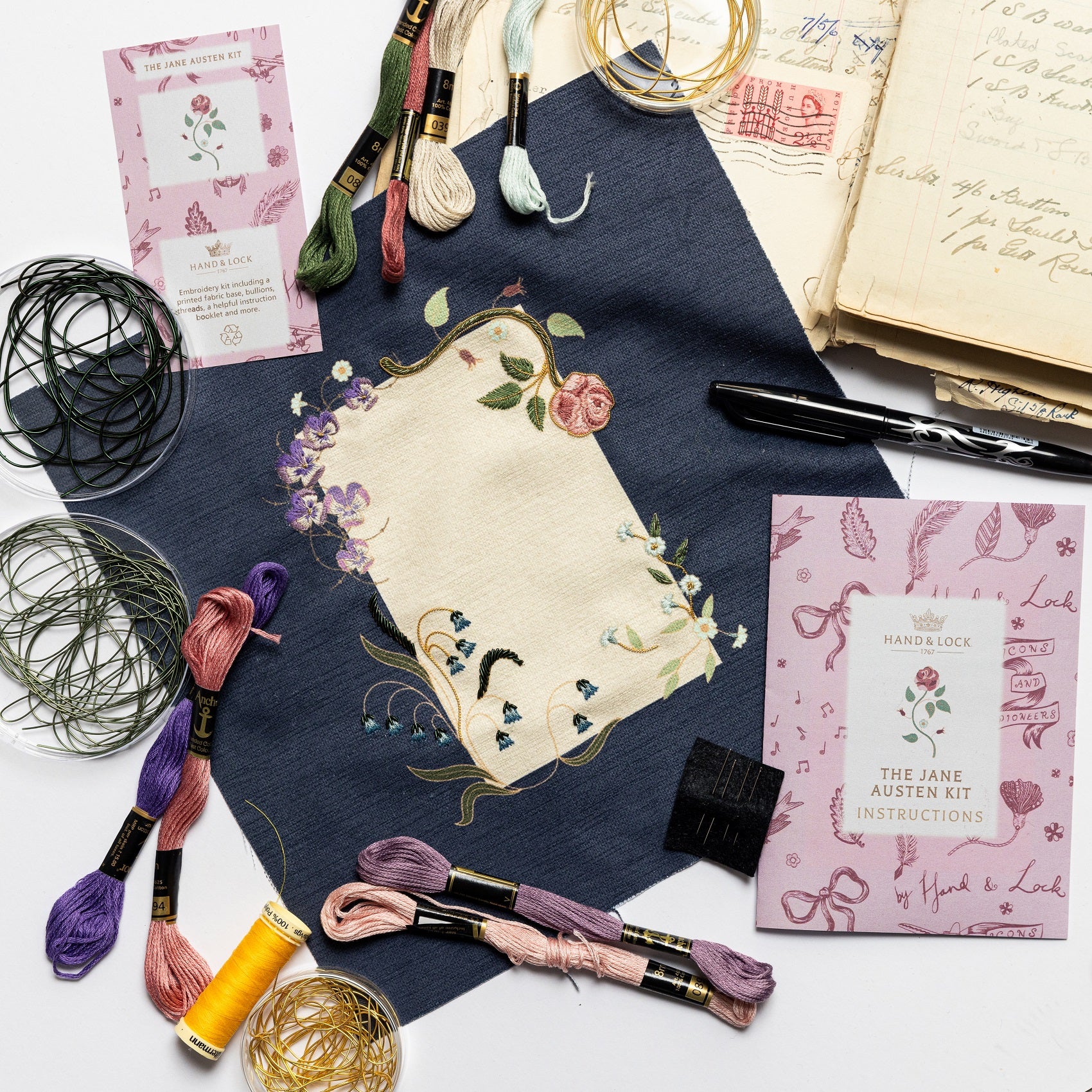 Jane Austen Embroidery Kit - In Progress
