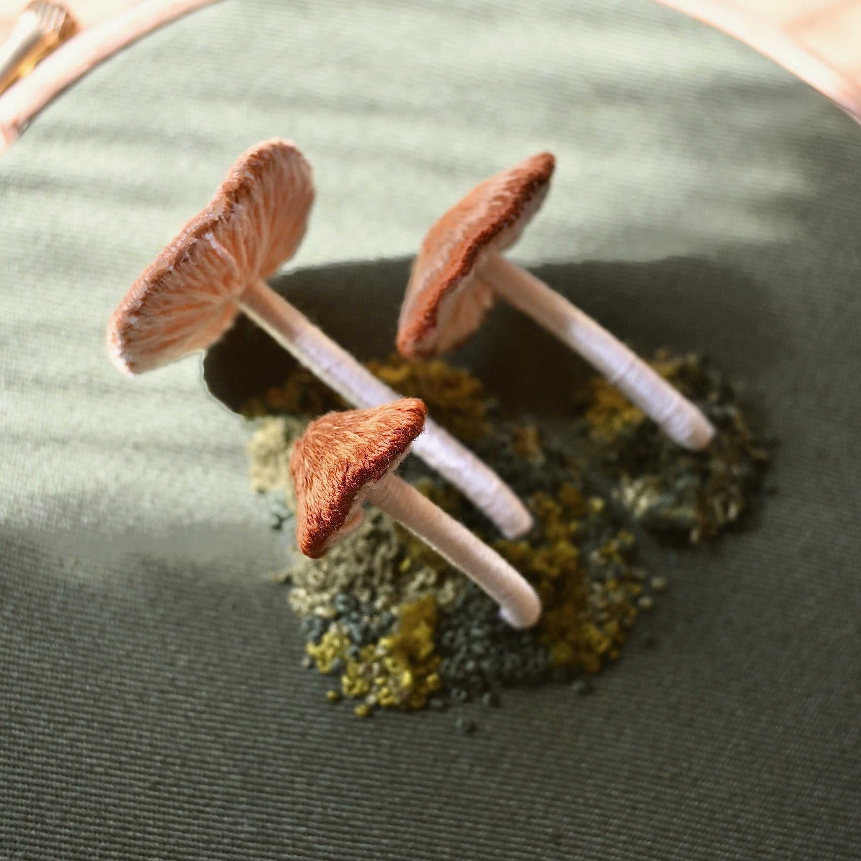 Lemon Pepper Studio Guest Tutor Hand Embroidery Course 'Stumpwork Fairy Ring Mushrooms'