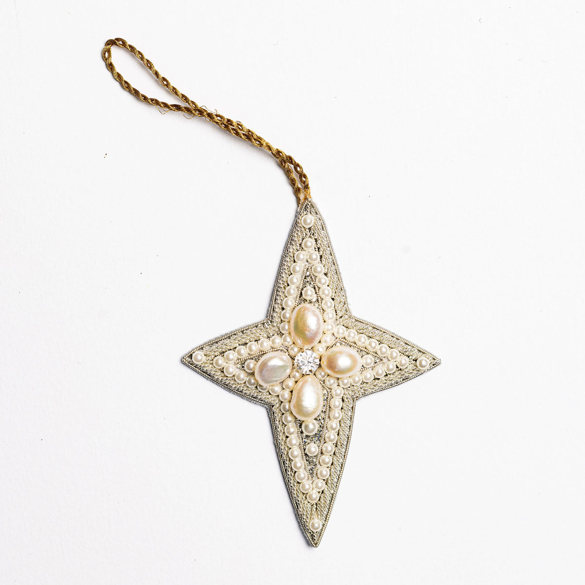 Pearl Star Hand Embroidered Hanging Decoration