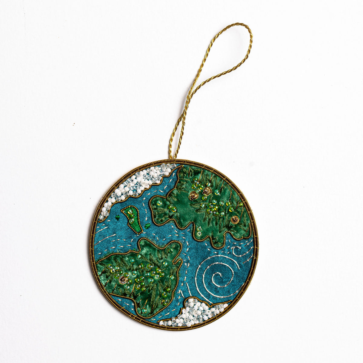Planet Earth Hand Embroidered Hanging Decoration