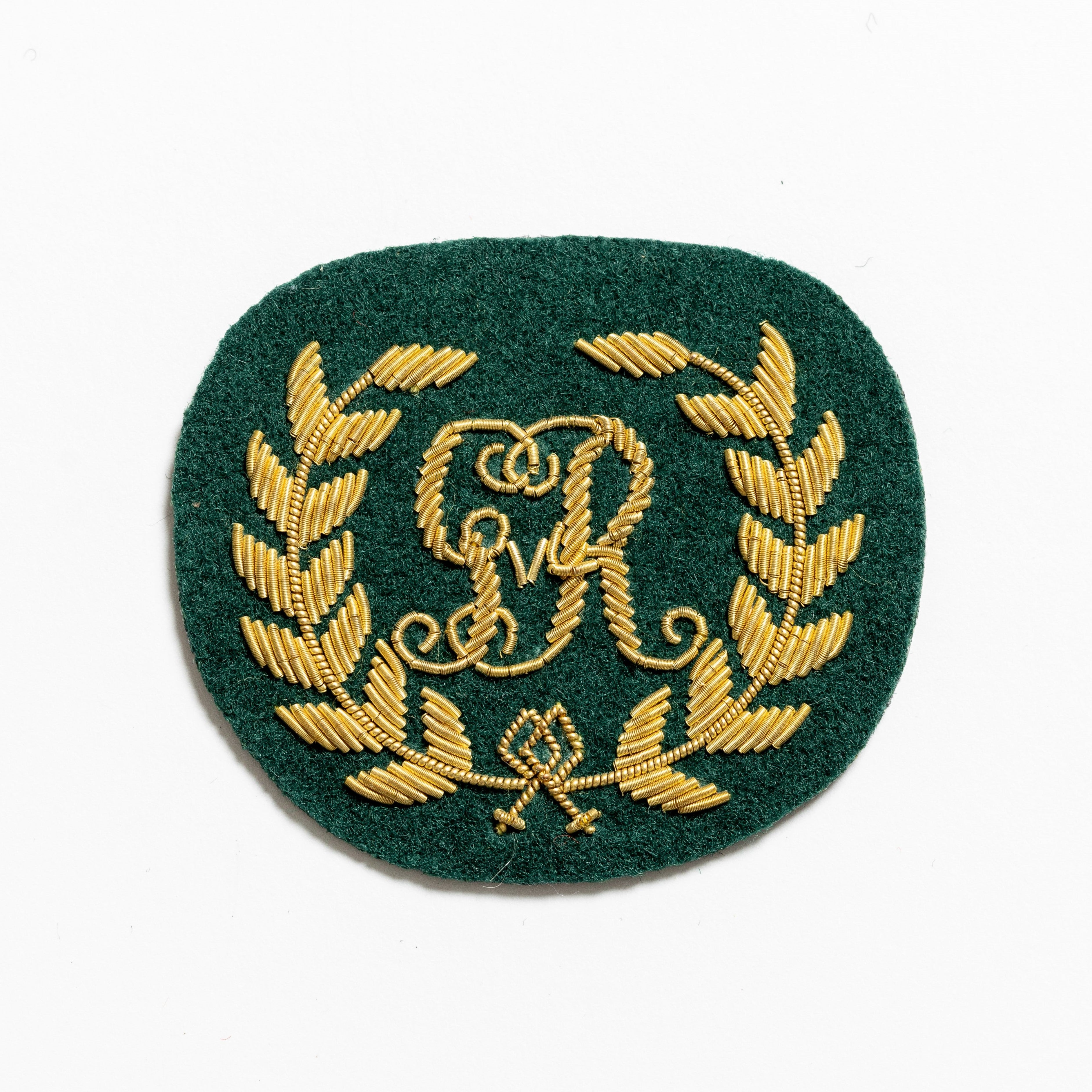 ROYAL MARINES KINGS ARM BADGE - Hand embroidered with goldwork