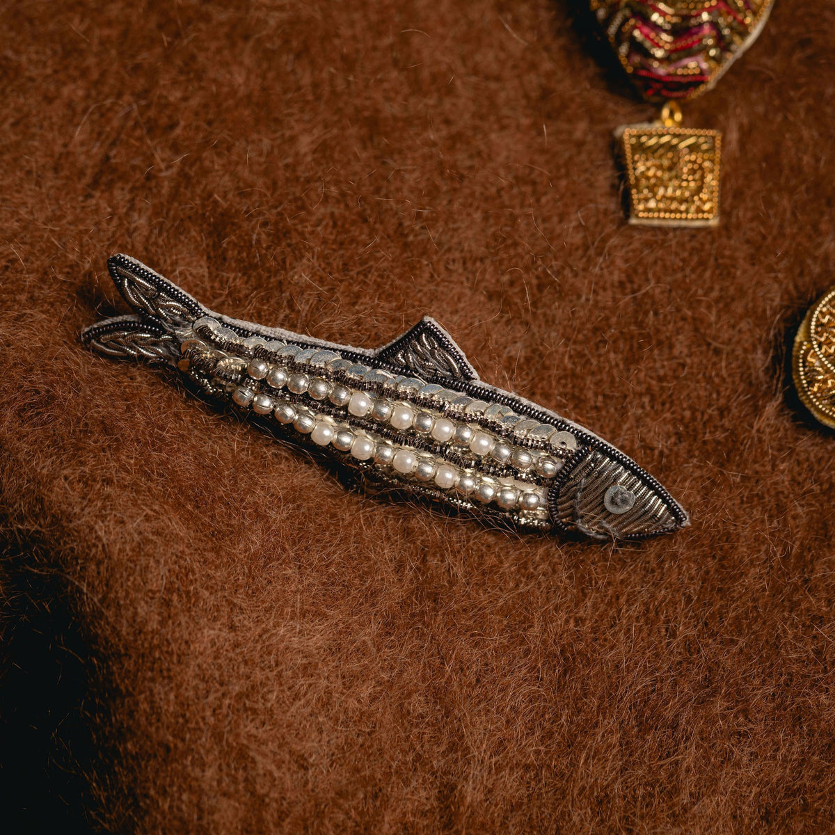 Sardine Hand Embroidered Brooch