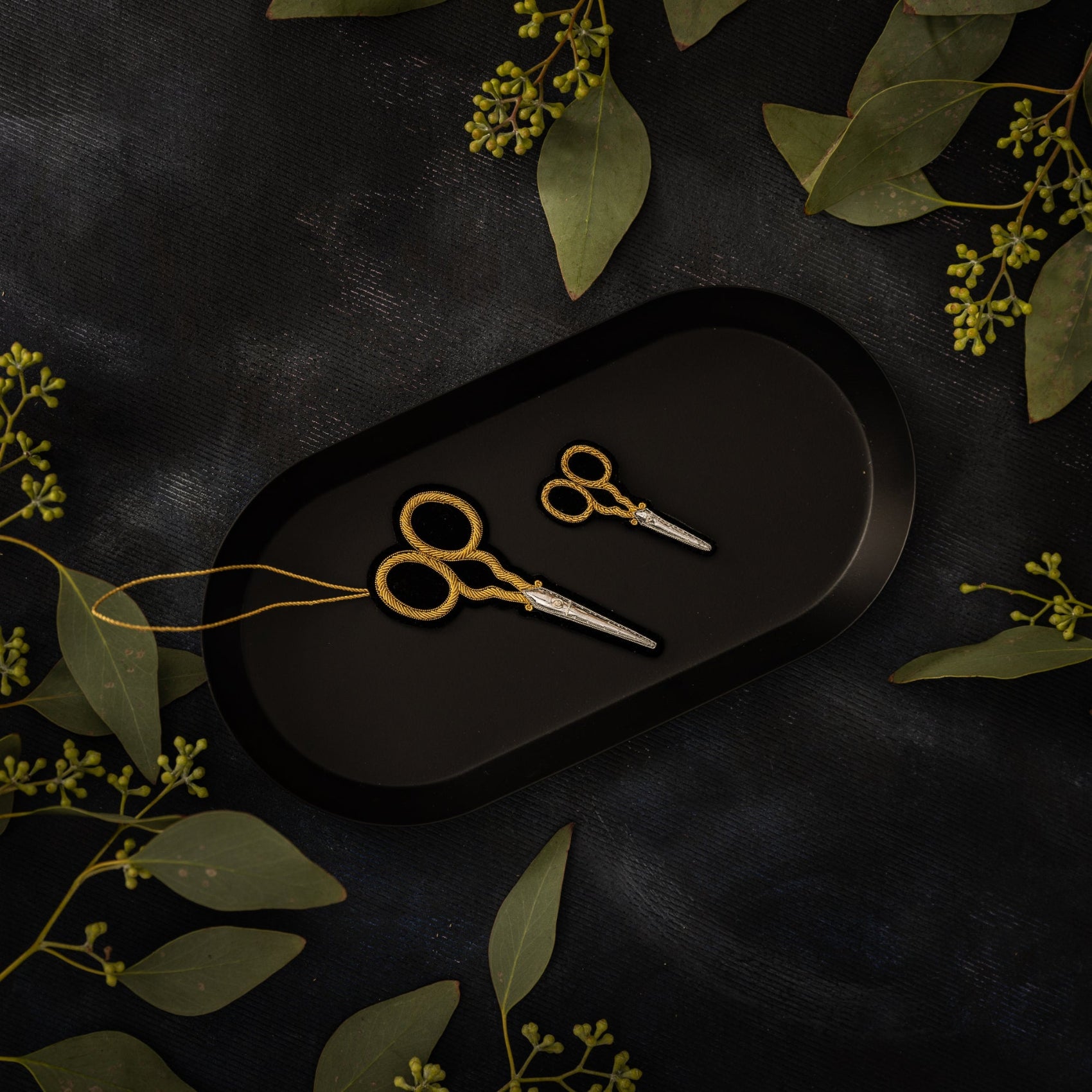 Scissors Goldwork Hanging Decoration and Brooch