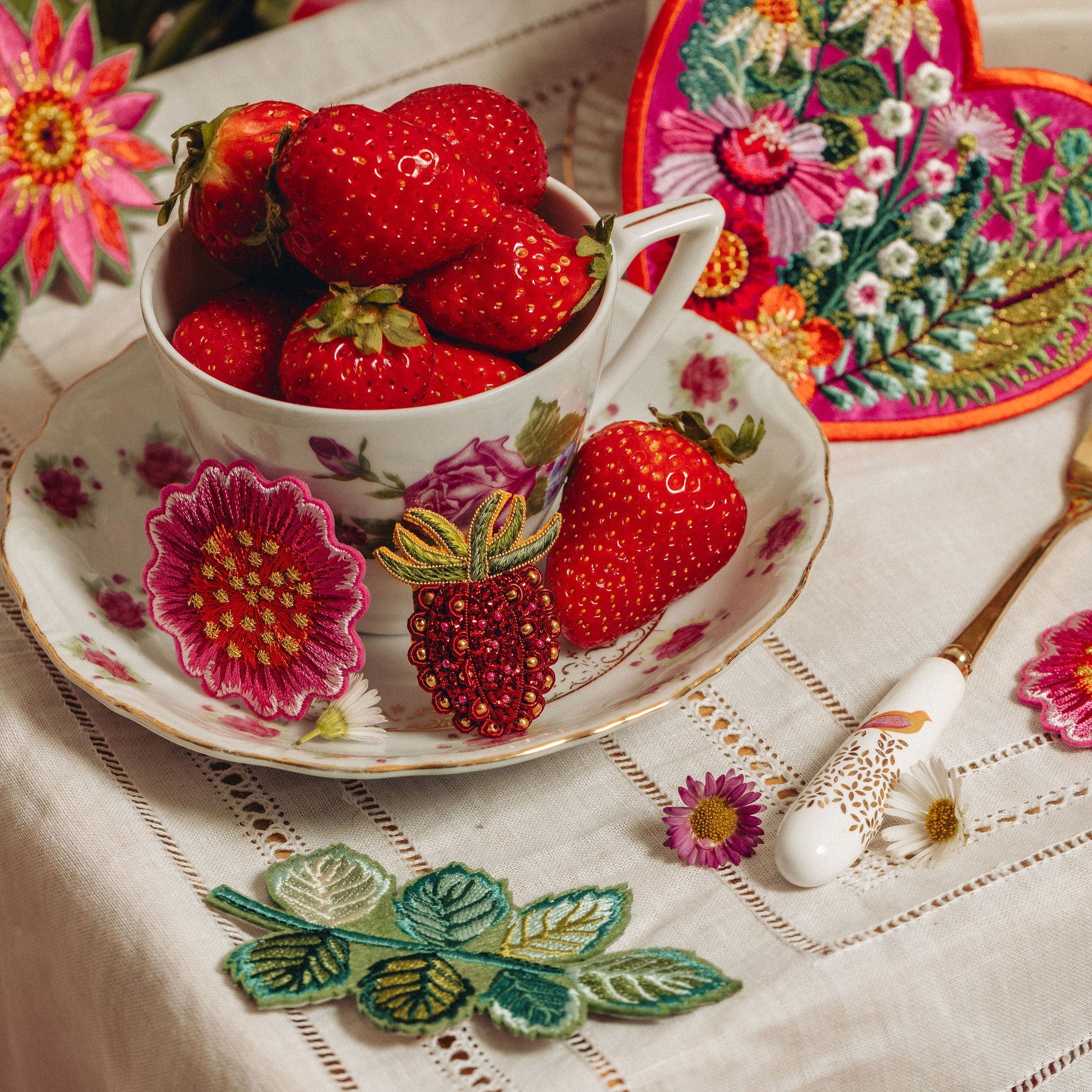 Studio Coverdale Collaboration - Hand Embroidered and machine embroidered accessories