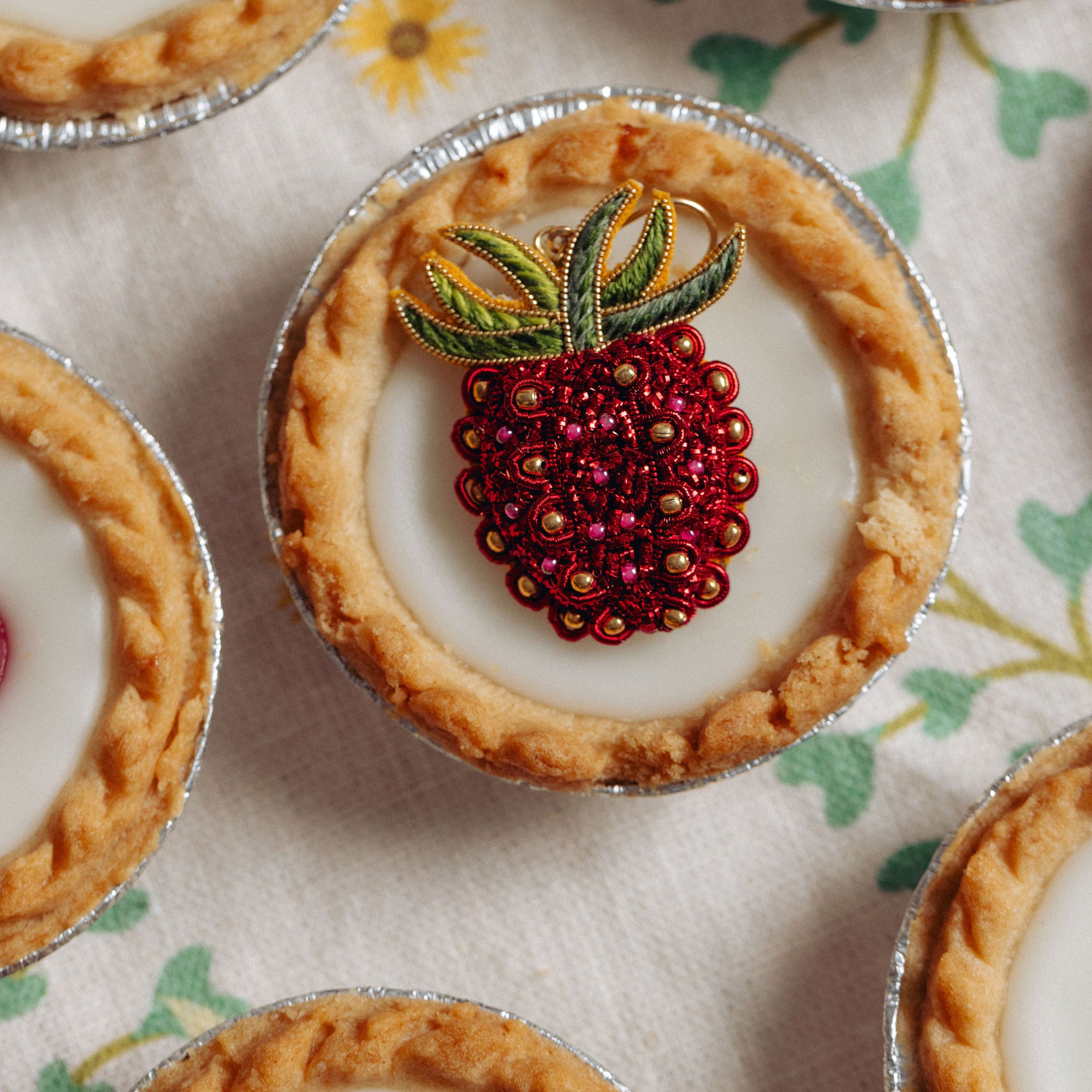Studio Coverdale Collaboration - Strawberry Embroidered Goldwork Brooch