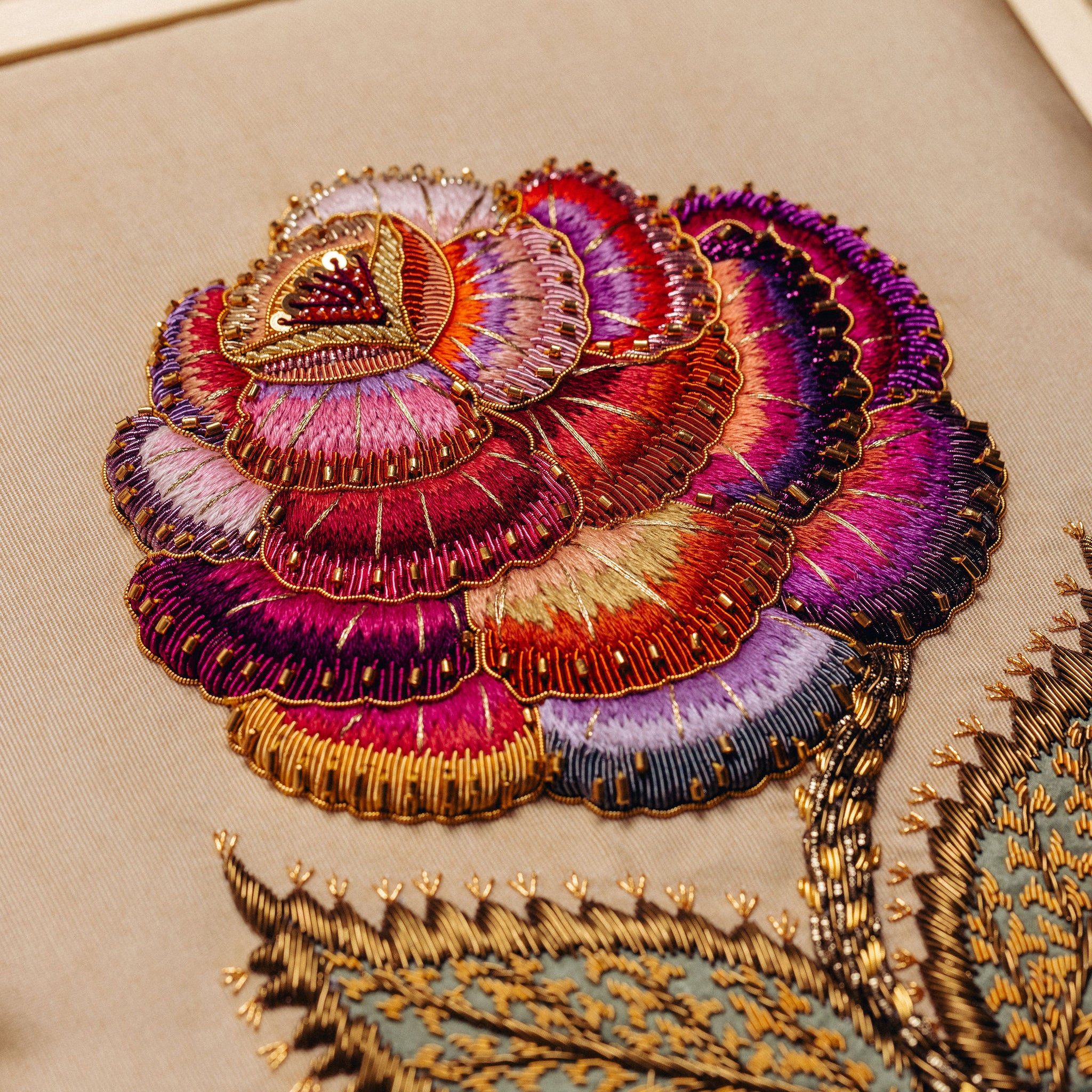 Studio Coverdale Collaboration - Thorny Weaver Framed Embroidered Goldwork Artwork