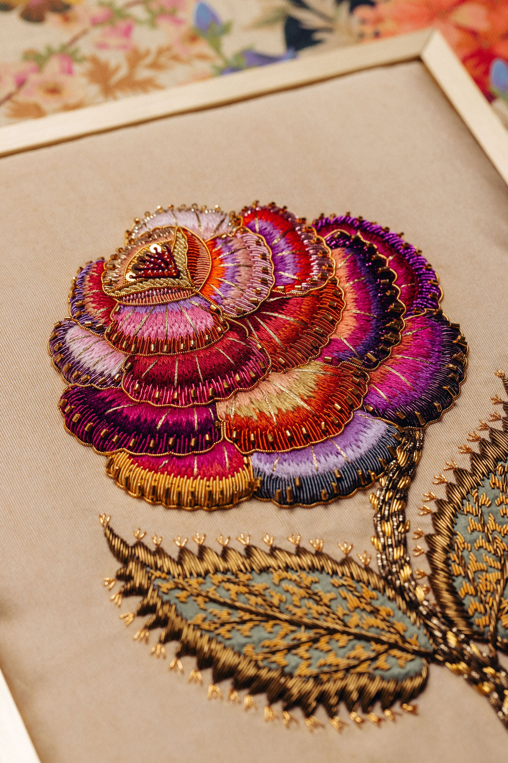 Studio Coverdale Collaboration - Thorny Weaver Framed Embroidered Goldwork Artwork