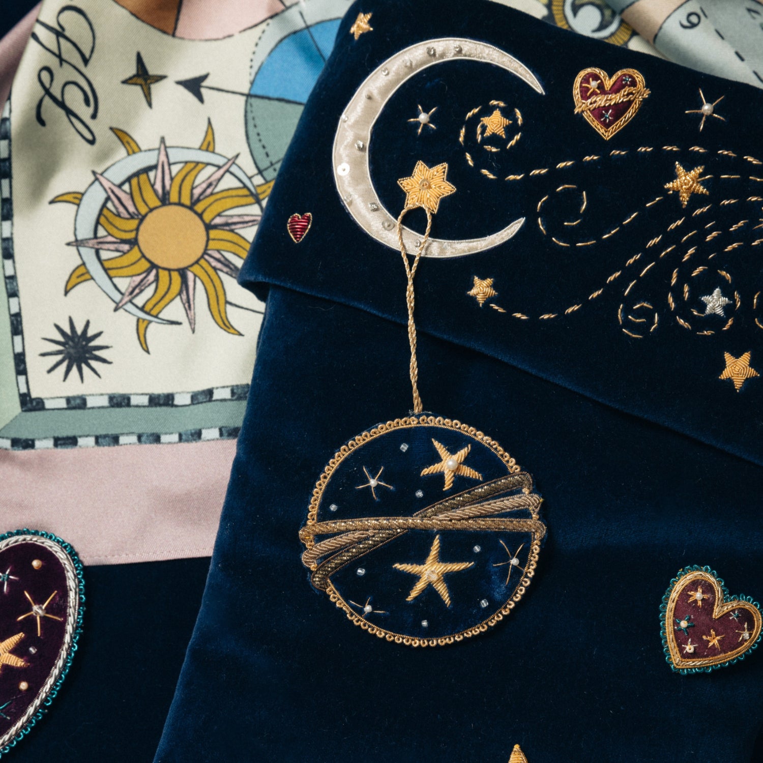 The Celestial Collection - Hand Embroidered Stocking and Accessories
