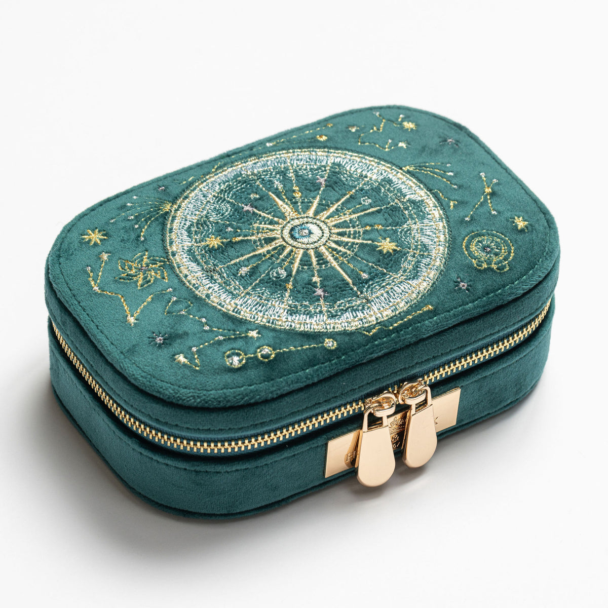 The Celestial Compass Box - Embroidered Jewellery Box