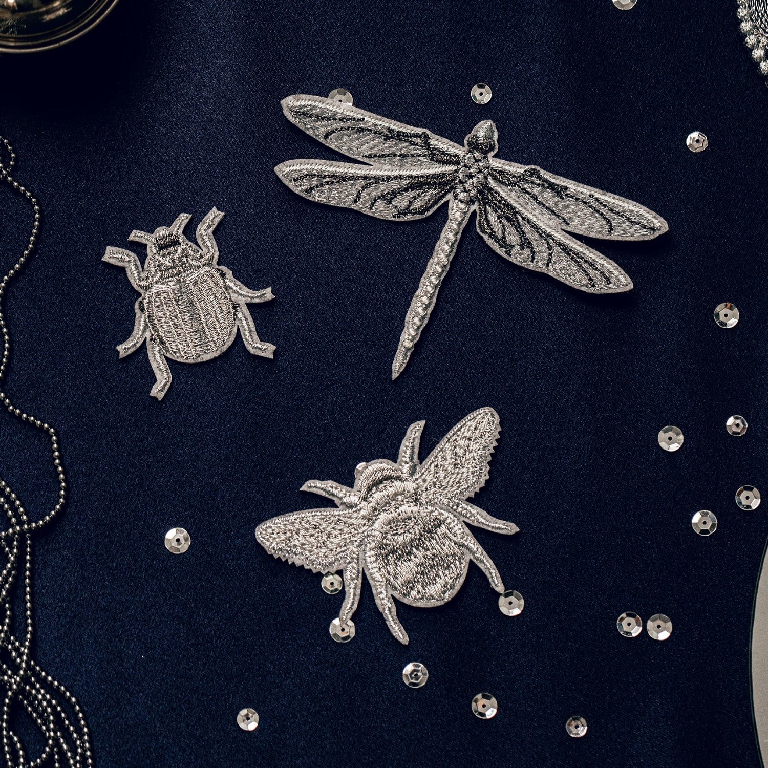 The Silver Collection Machine Embroidered Insect Patches