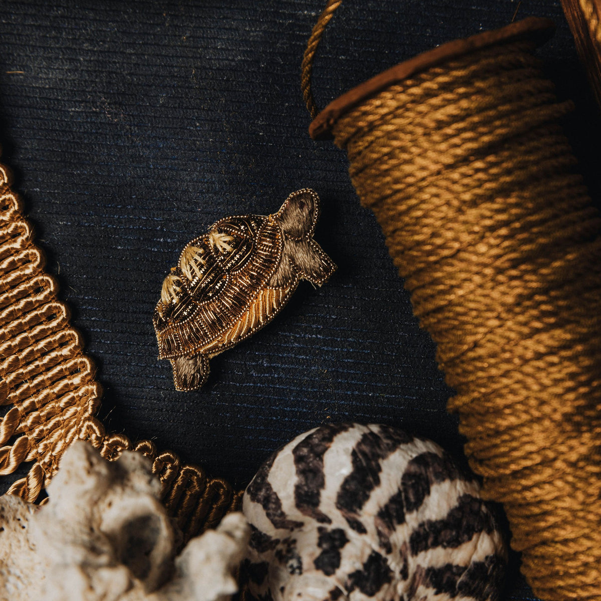 Tortoise Hand Embroidered Brooch