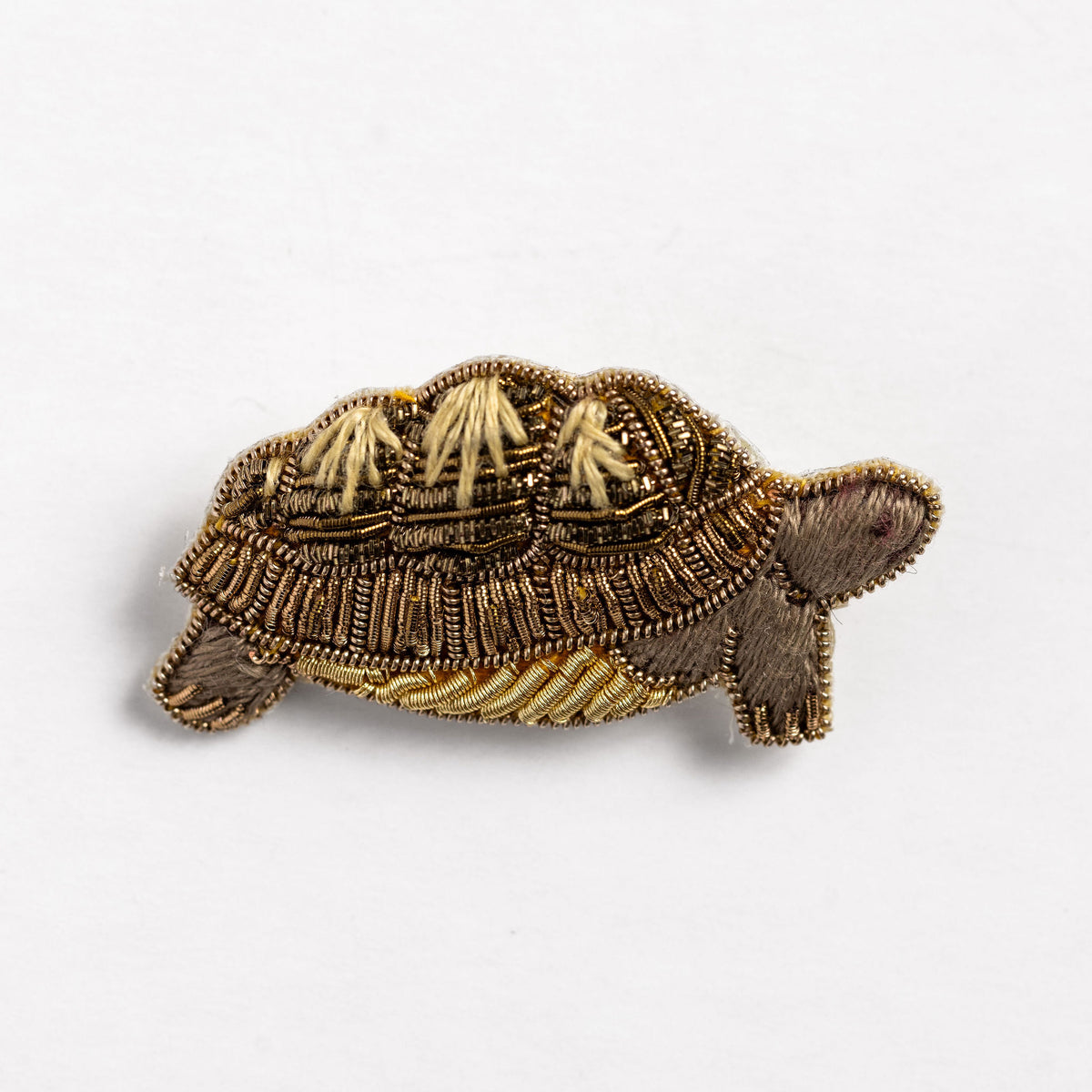 Tortoise Hand Embroidered Brooch