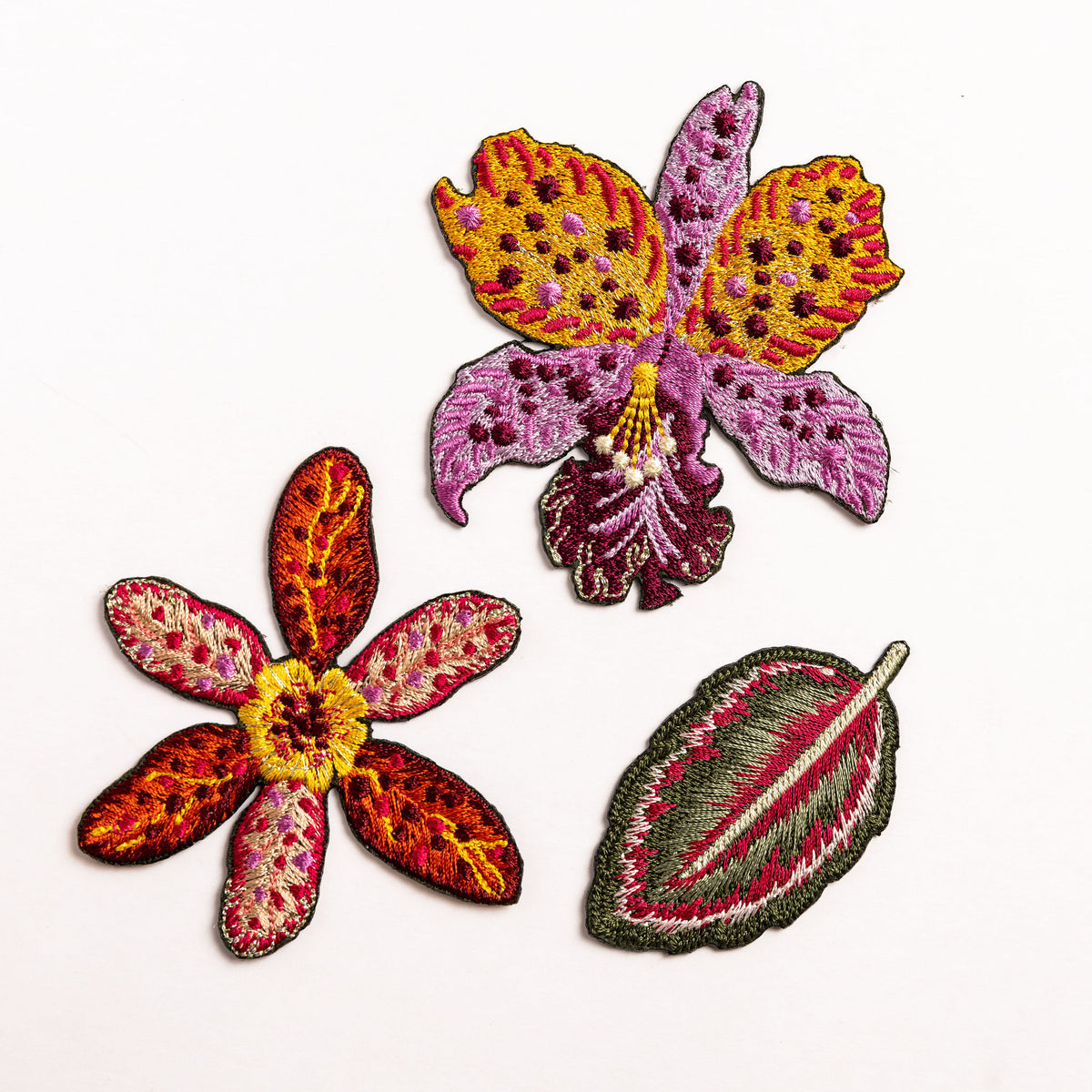 Tropical Flora Embroidered Patch Set
