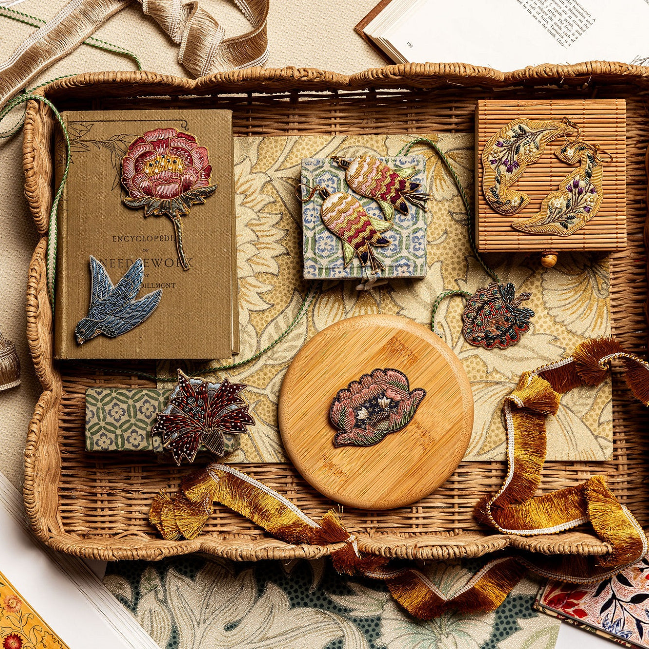 William Morris Hand Embroidered Fashion Accessories