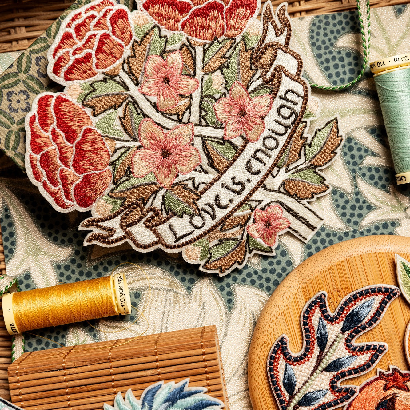 William Morris Machine Embroidered Iron on Patches