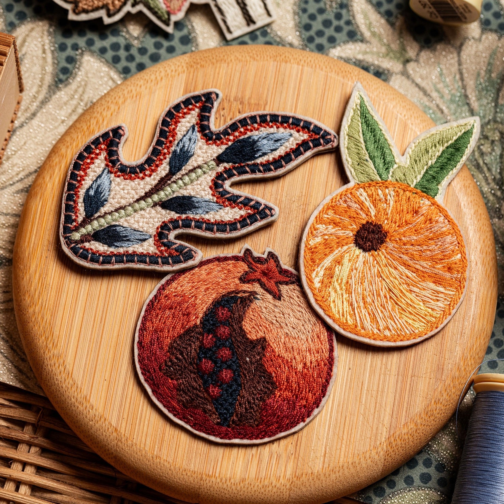 William Morris Machine Embroidered Iron on Patch Set