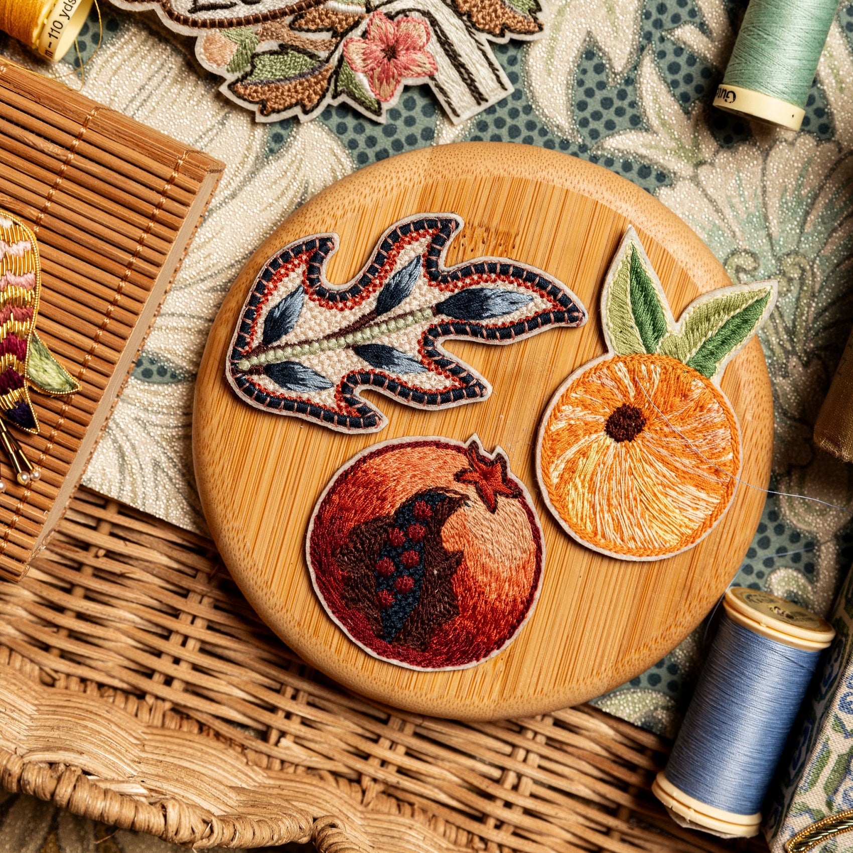 William Morris Machine Embroidered Iron on Patch Set