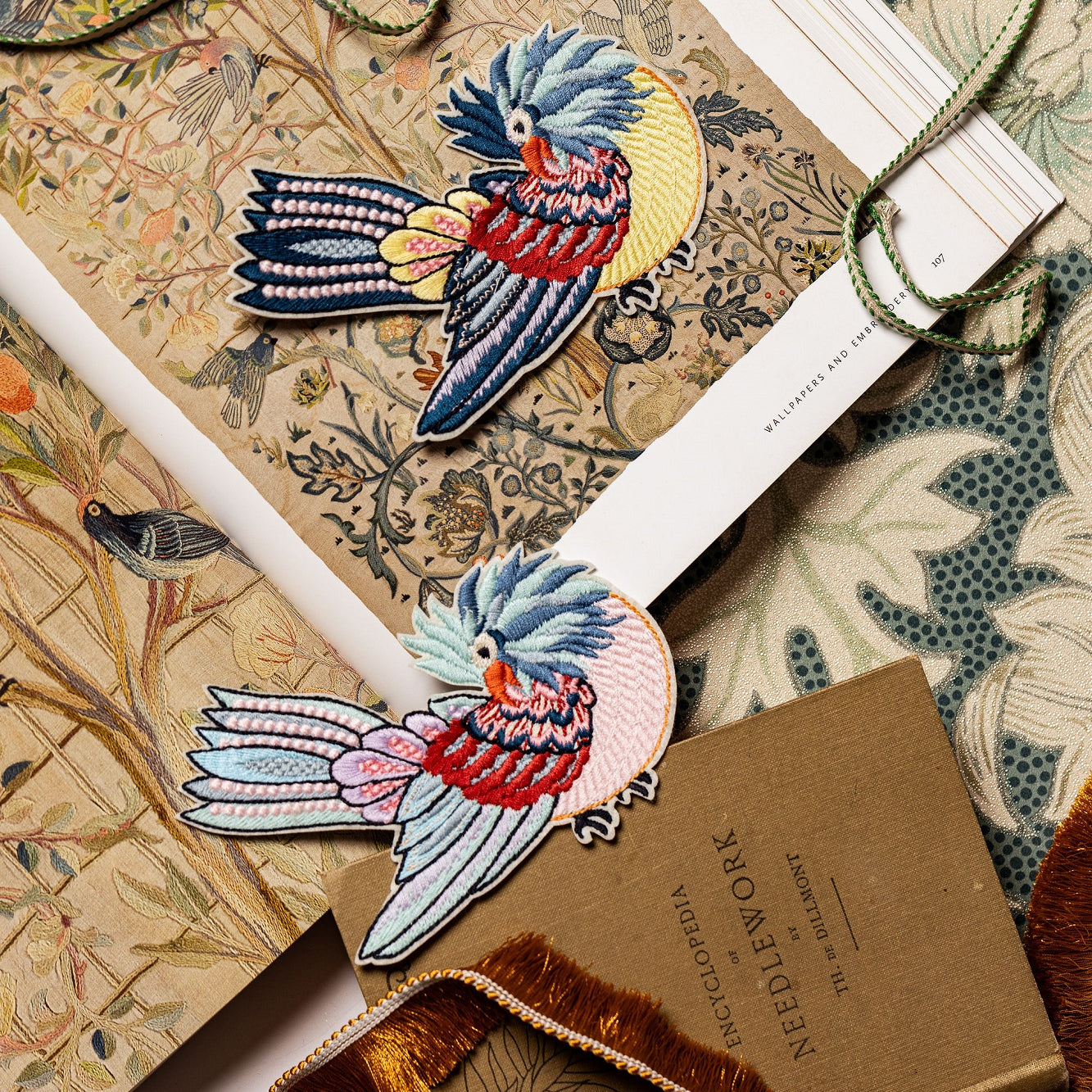 William Morris Machine Embroidered Iron on Patches