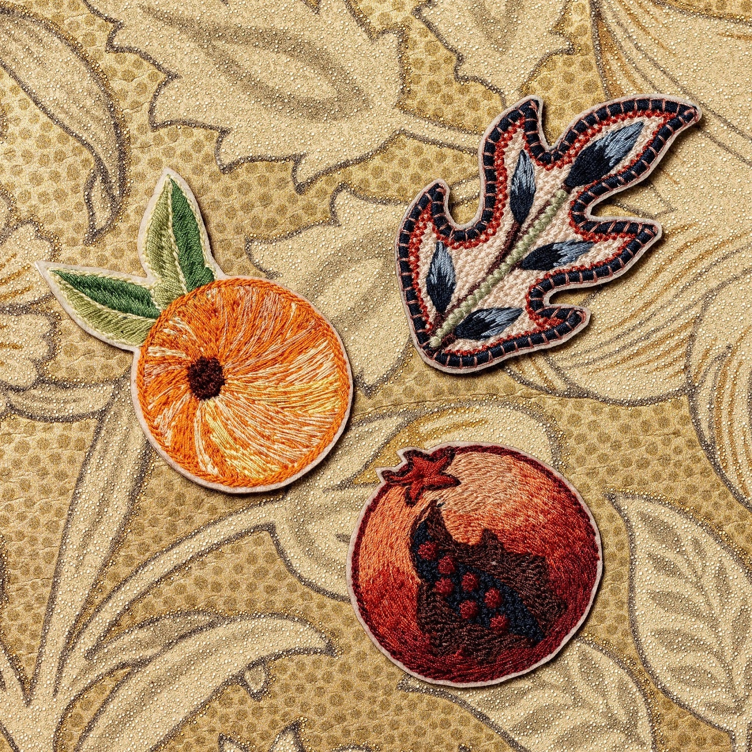 William Morris Machine Embroidered Iron on Patch Set