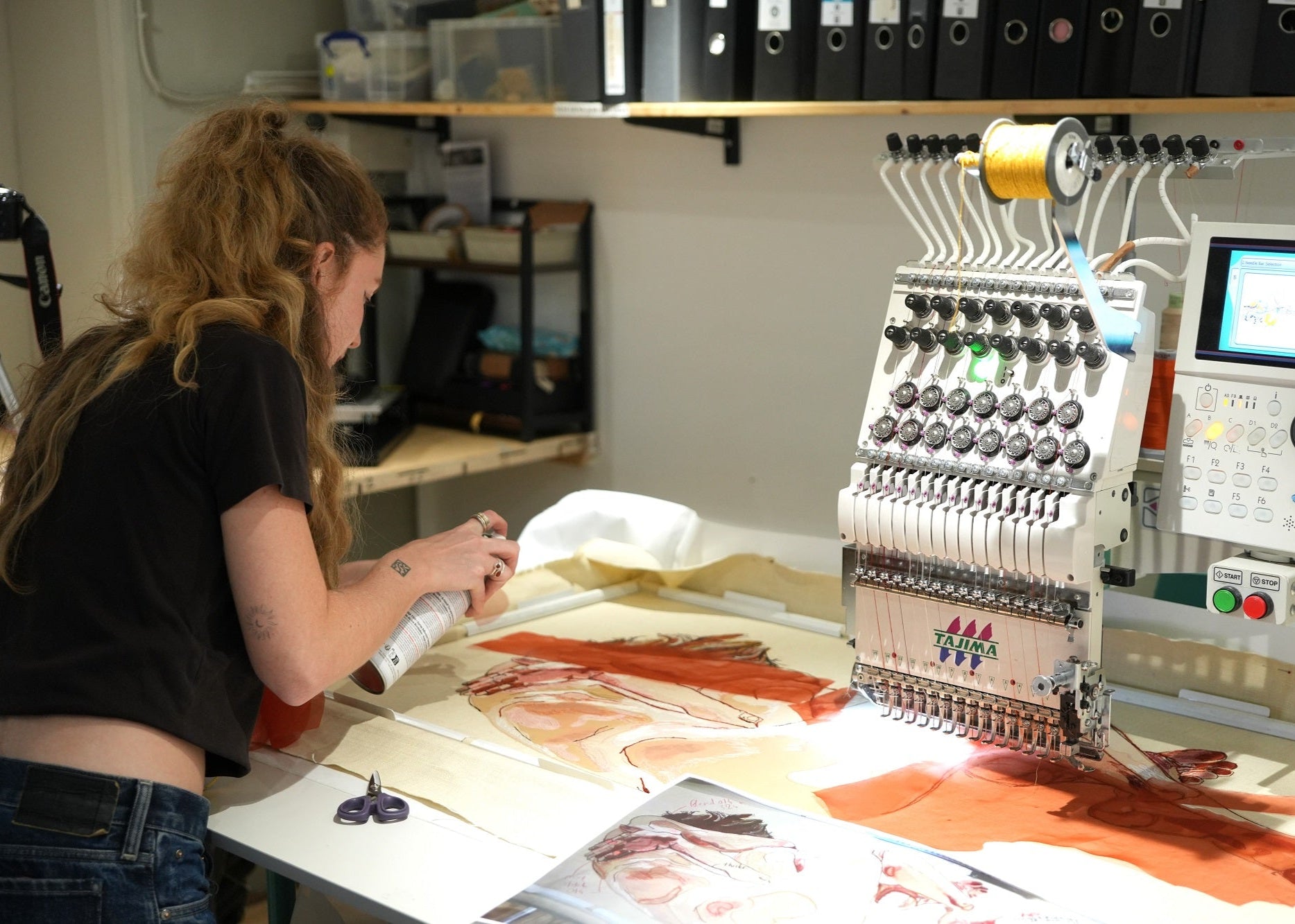 WowHouse Thread - The Luella Bartley Ottoman - Hand & Lock Machine Embroidery WIP