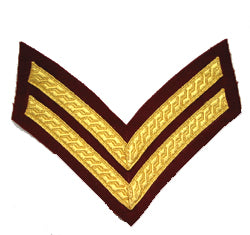 Hand & Lock Military: 2 Bar Chevron Gold on Para Maroon - Mess Dress