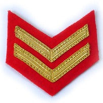 Hand & Lock Military: 2 Bar Chevron Royal Marines Gold on Red (Small)