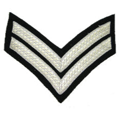 Hand & Lock Military: 2 Bar Chevron Silver on Black - No.1 Dress