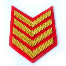 Hand & Lock Military: 4 Bar Chevron Royal Marines Gold on Scarlet