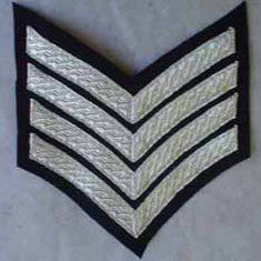 Hand & Lock Military: 4 Bar Chevron Silver on Black - Mess Dress