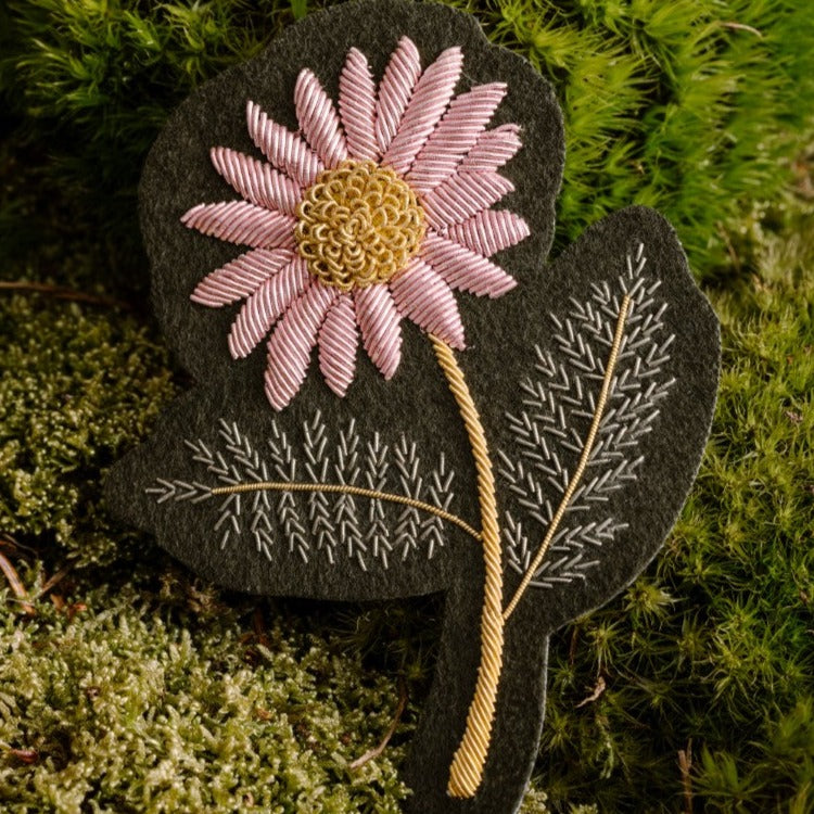 Pink Daisy Goldwork Patch (8048072917251)