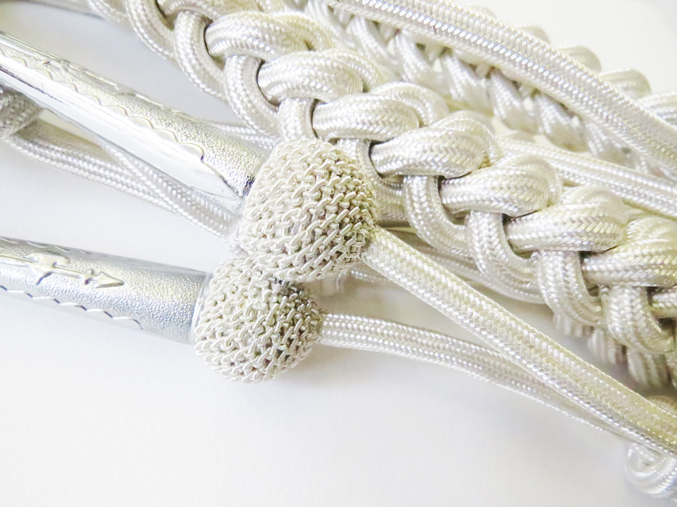 Hand & Lock Military: Silver Aiguillette with Tags and Netted Tags