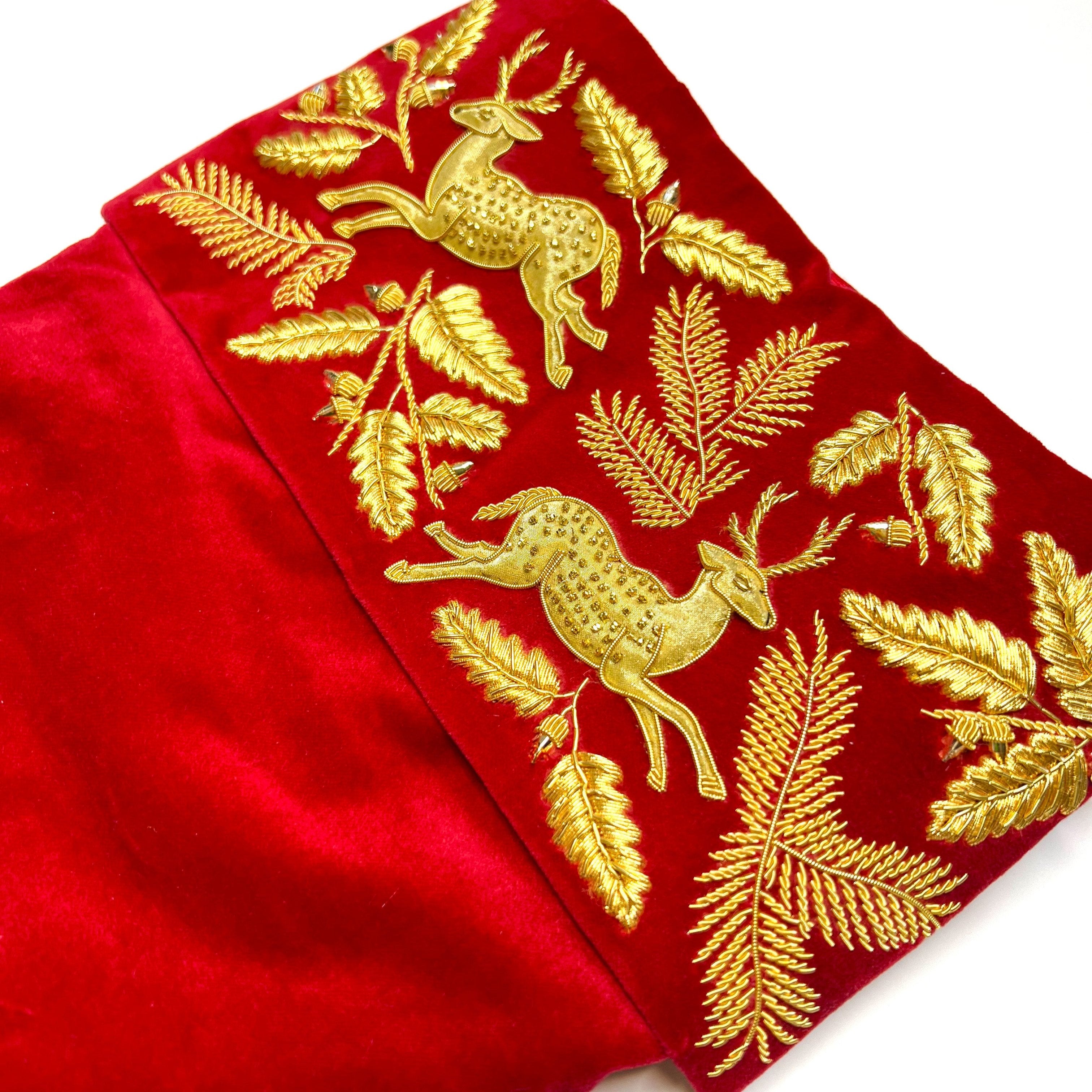 The Reindeer Stocking Large - Red & Gold (7884985237763)