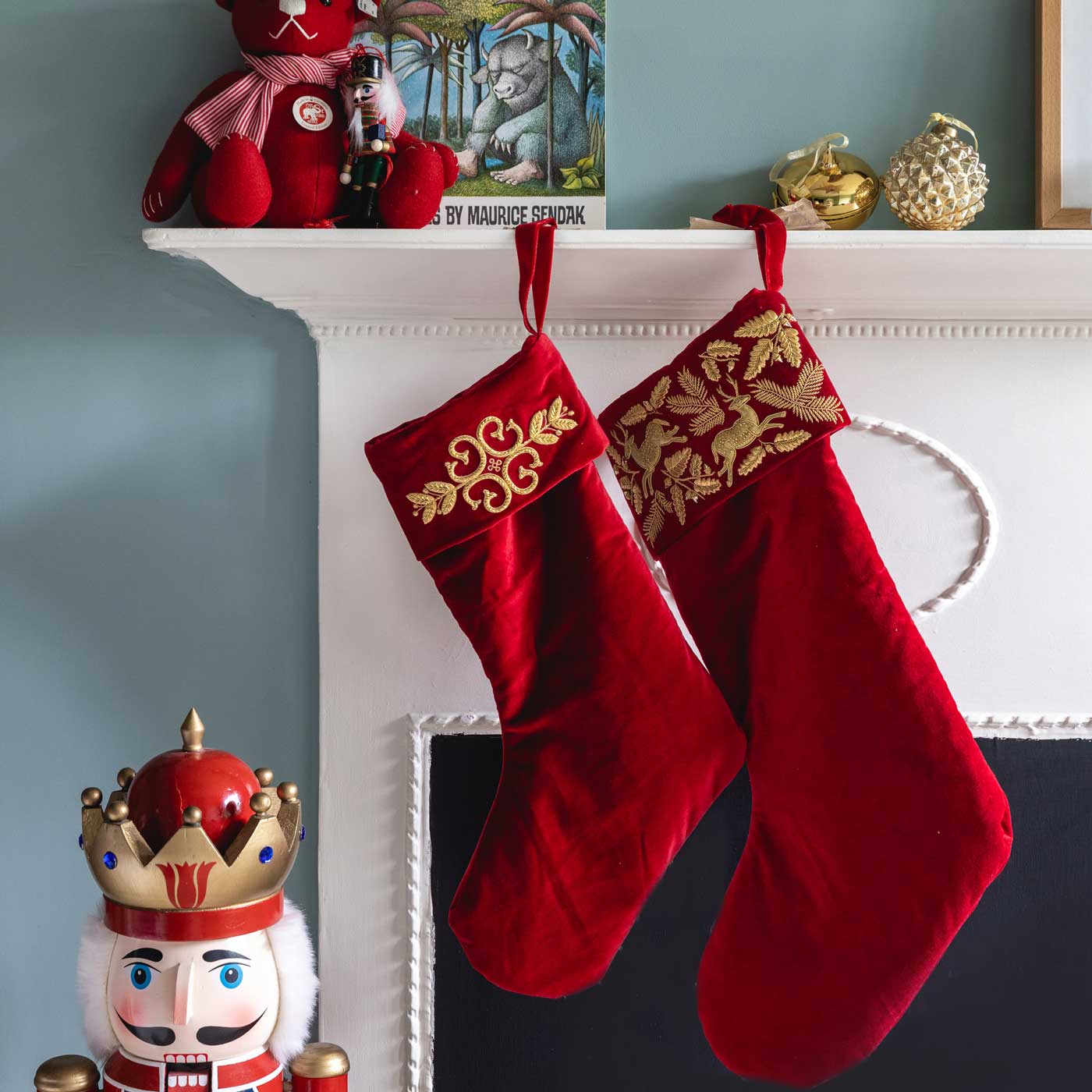 The Reindeer Stocking Large - Red & Gold (7884985237763)