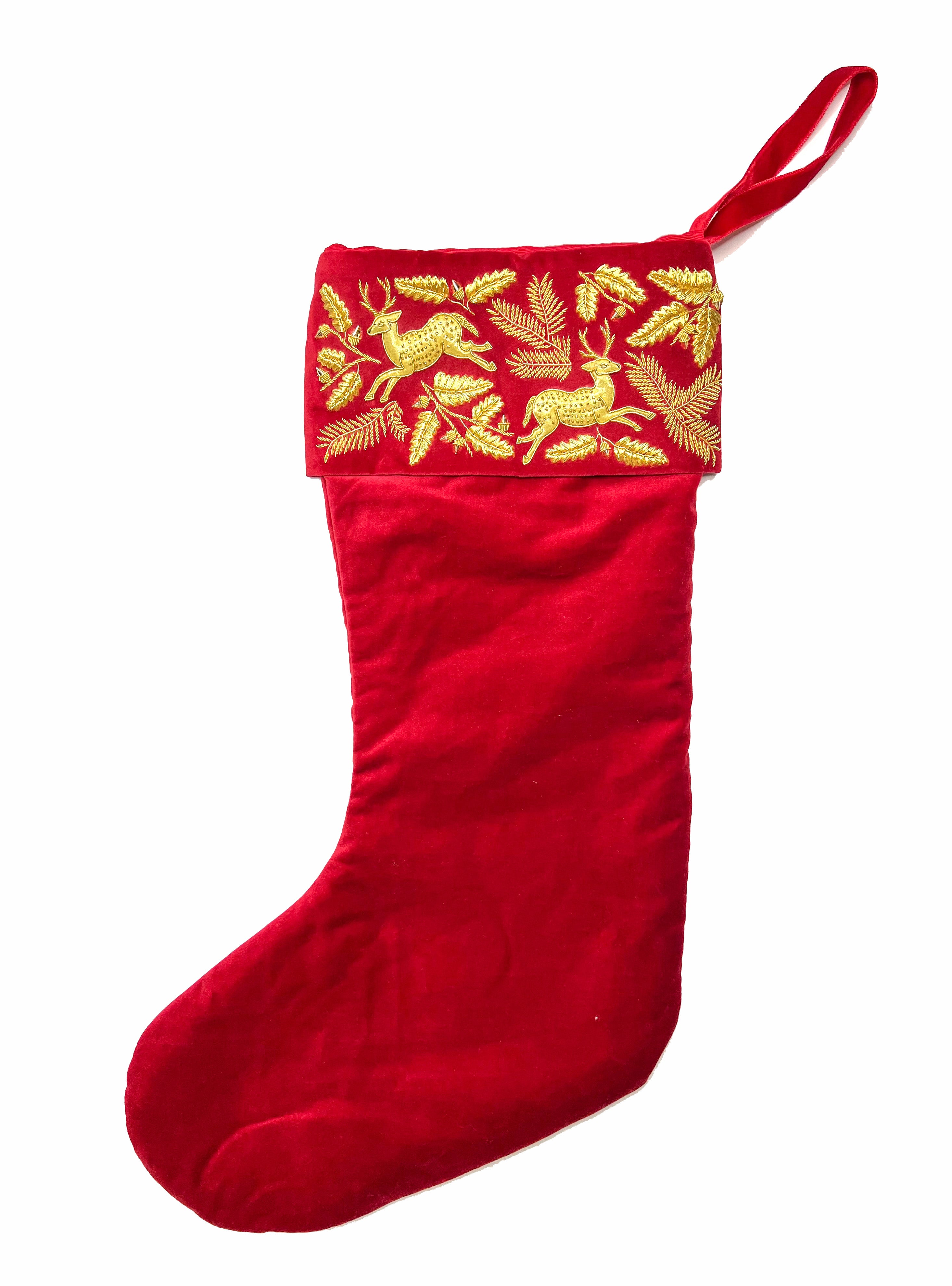 The Reindeer Stocking Large - Red & Gold (7884985237763)