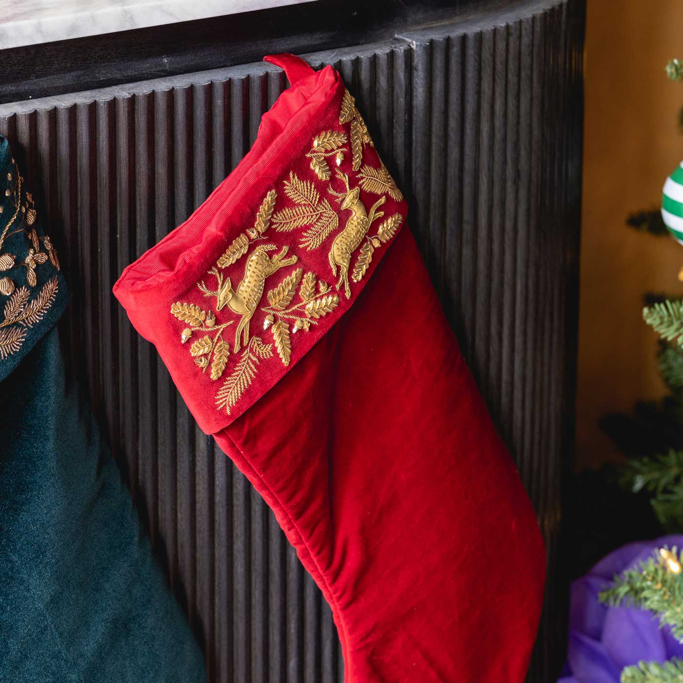 The Reindeer Stocking Large - Red & Gold (7884985237763)