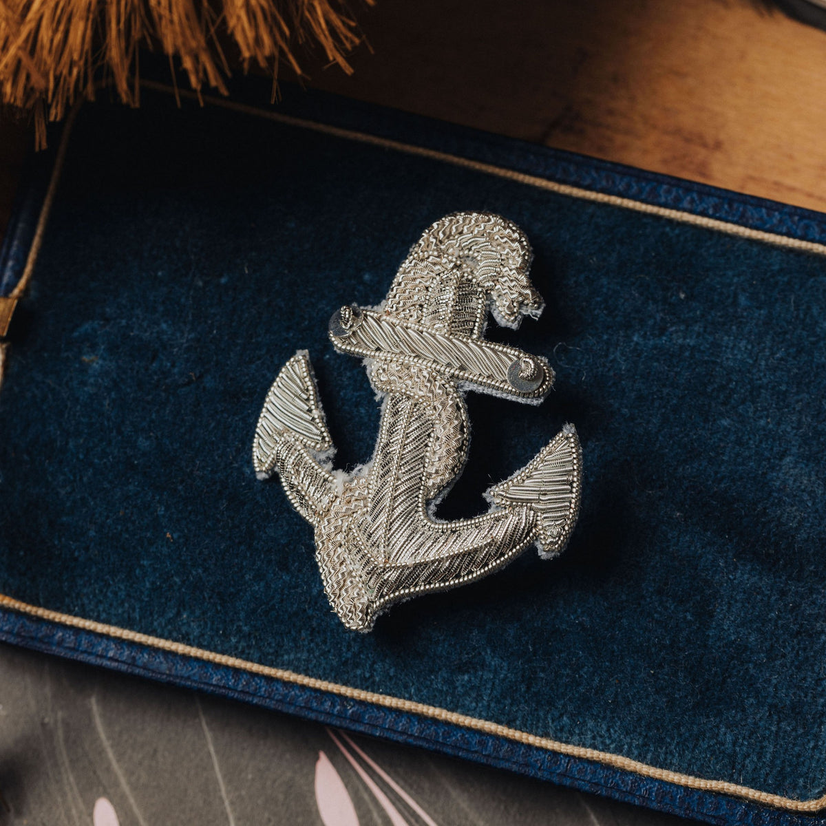 Anchor Hand Embroidered Brooch 