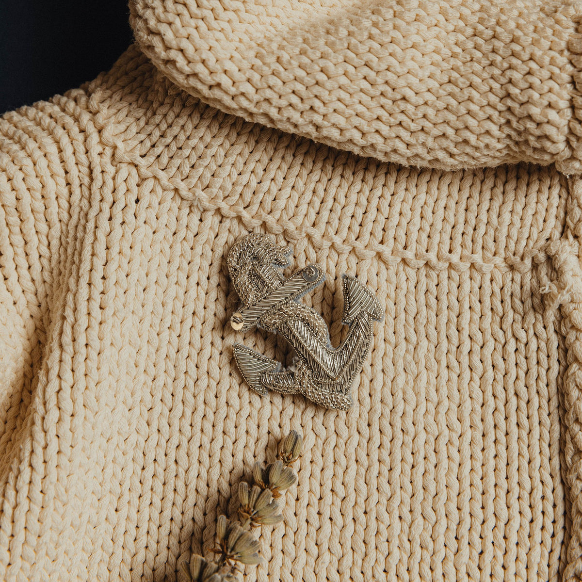 Anchor Hand Embroidered Brooch 