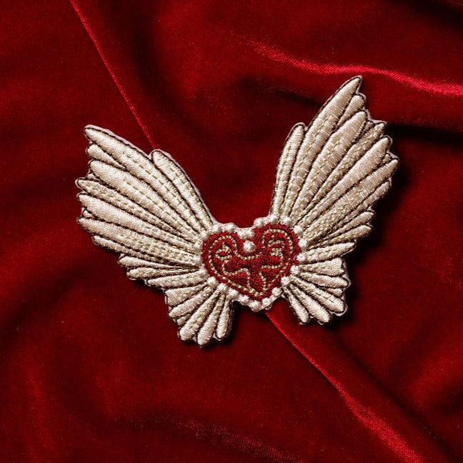 Heart Wings Hand-Embroidered Brooch Pin Heart Wings Hand-Embroidered Brooch Pin