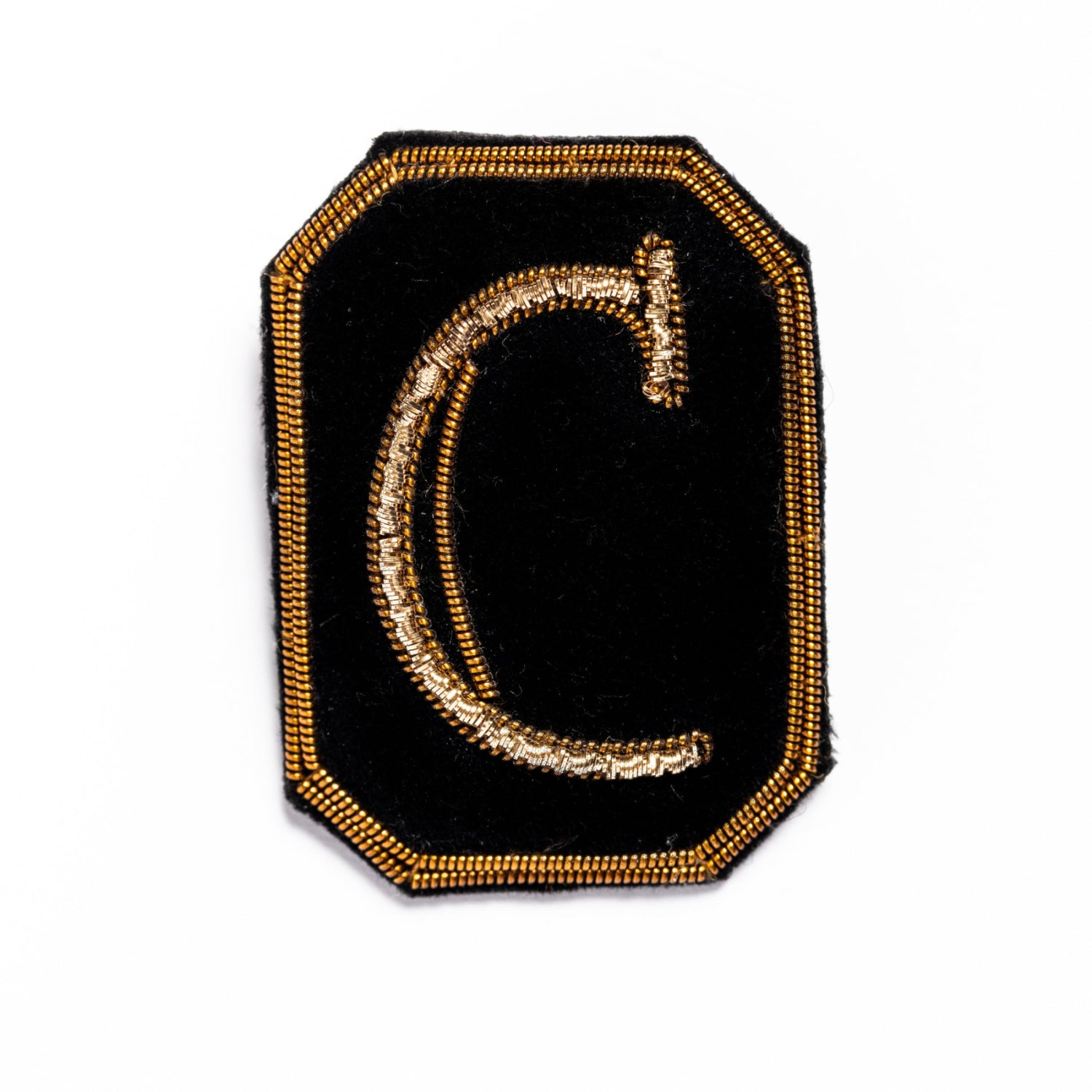 Antique Hand Embroidered Letter Brooch
