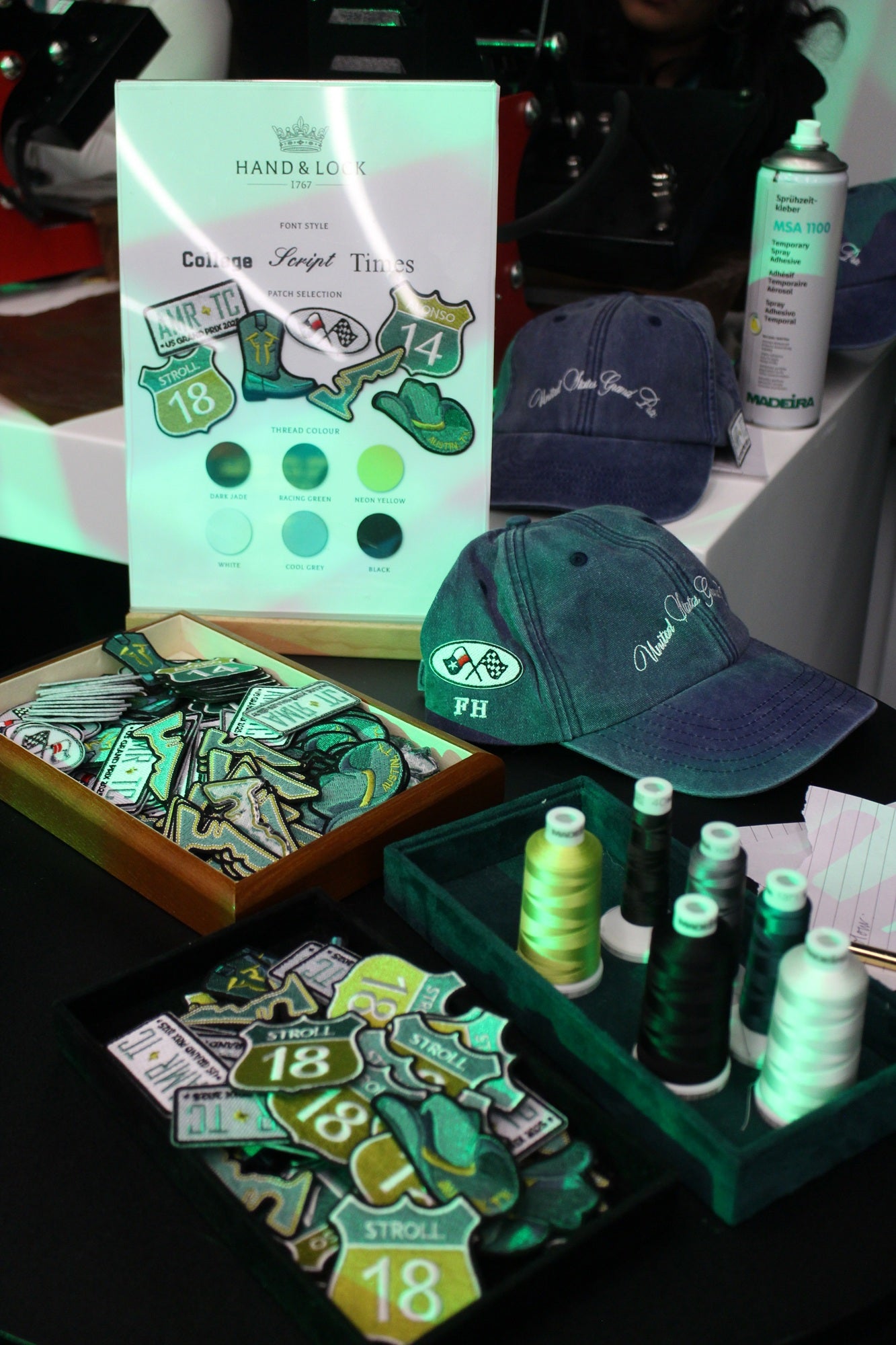 Aston Martin Aramco F1 Patch Application and Machine Embroidery Event