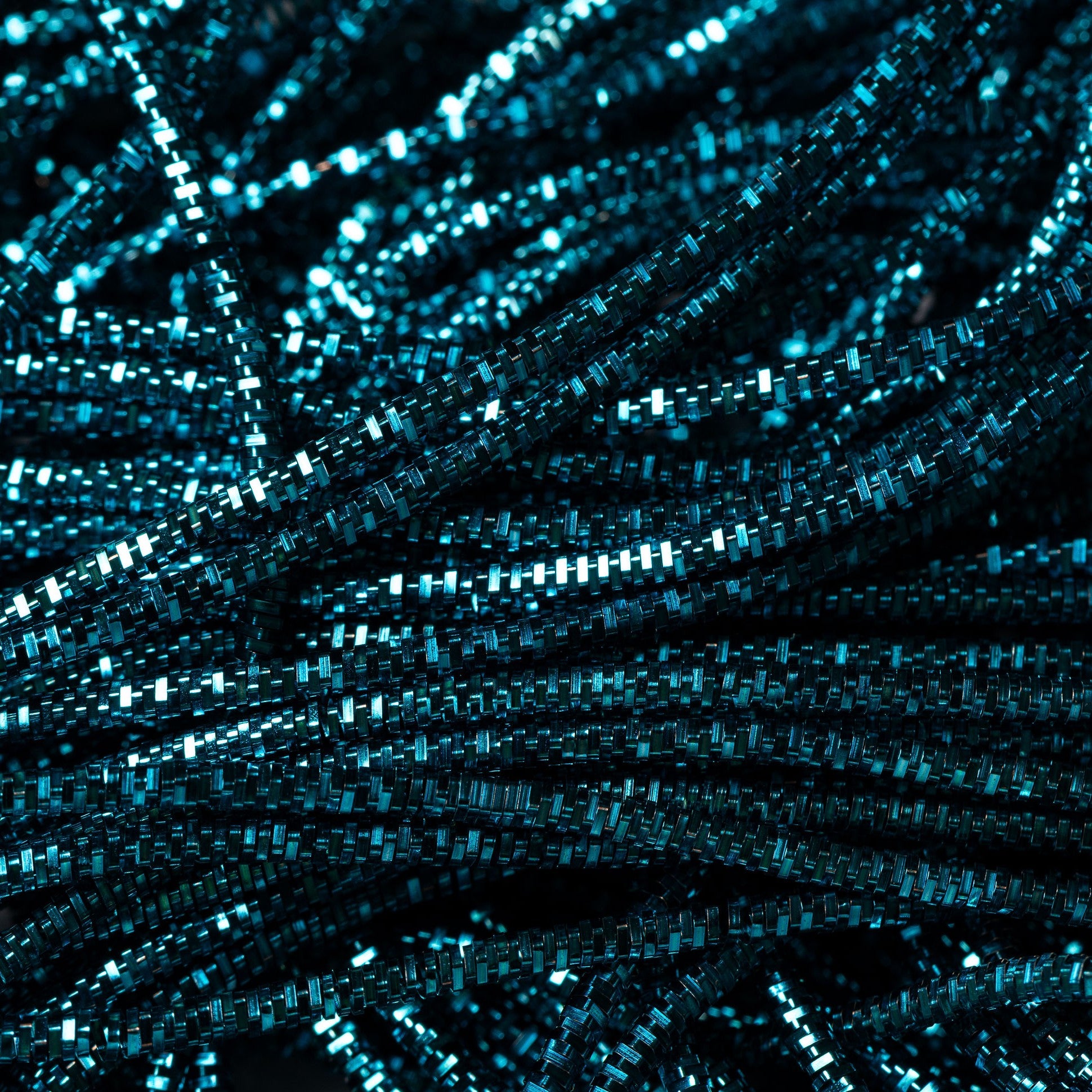 Turquoise Bright Check Goldwork Embroidery Bullion Close Up