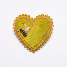Bee Heart Brooch - Hand Embroidered brooch on a white background