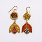 Beetle Earrings - Hand Embroidered beetle earrings on a white background