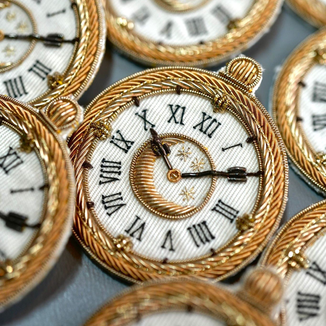 Bernadette Banner Pocket Watch Hand Embroidered Brooch