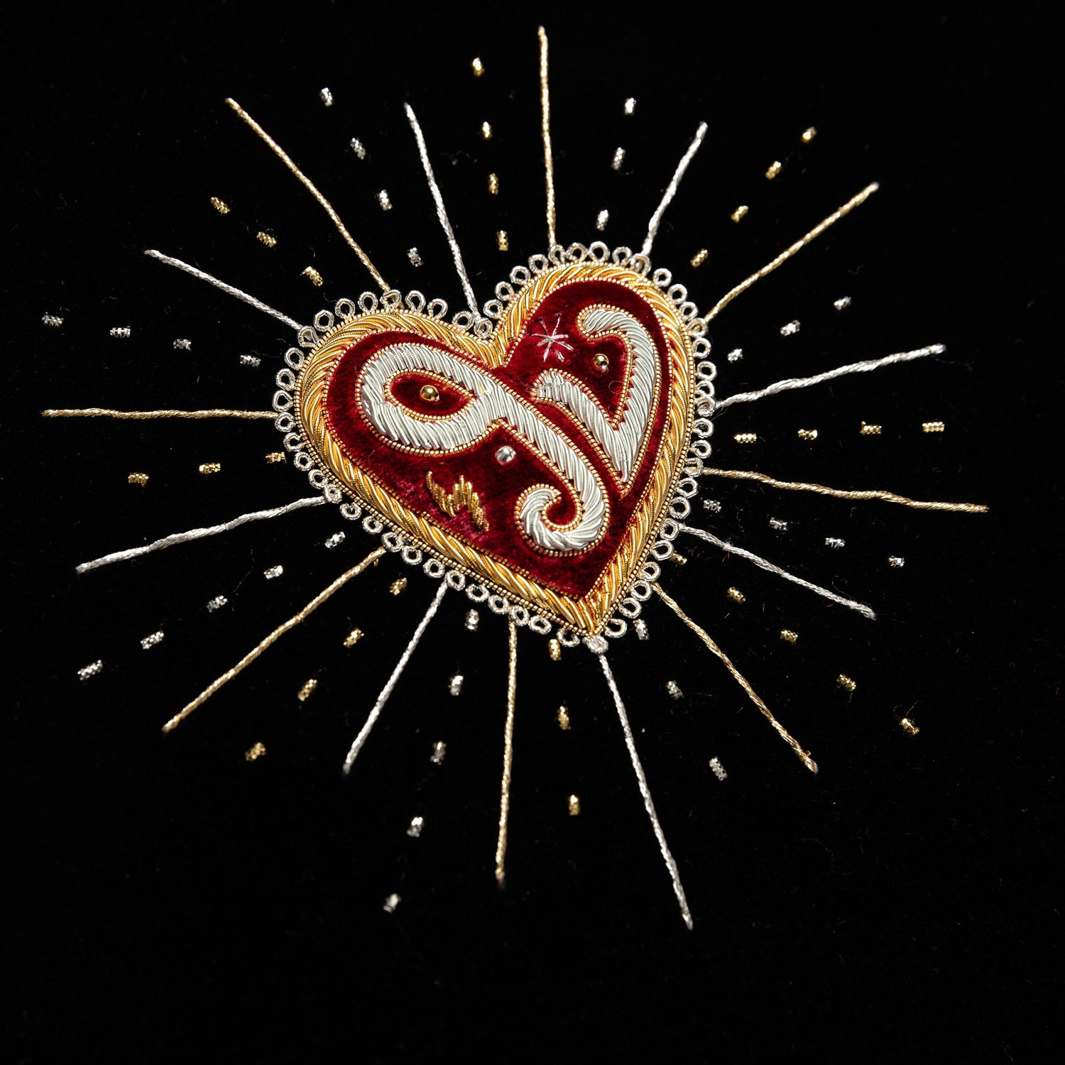 Bespoke Hand Embroidered Goldwork Heart