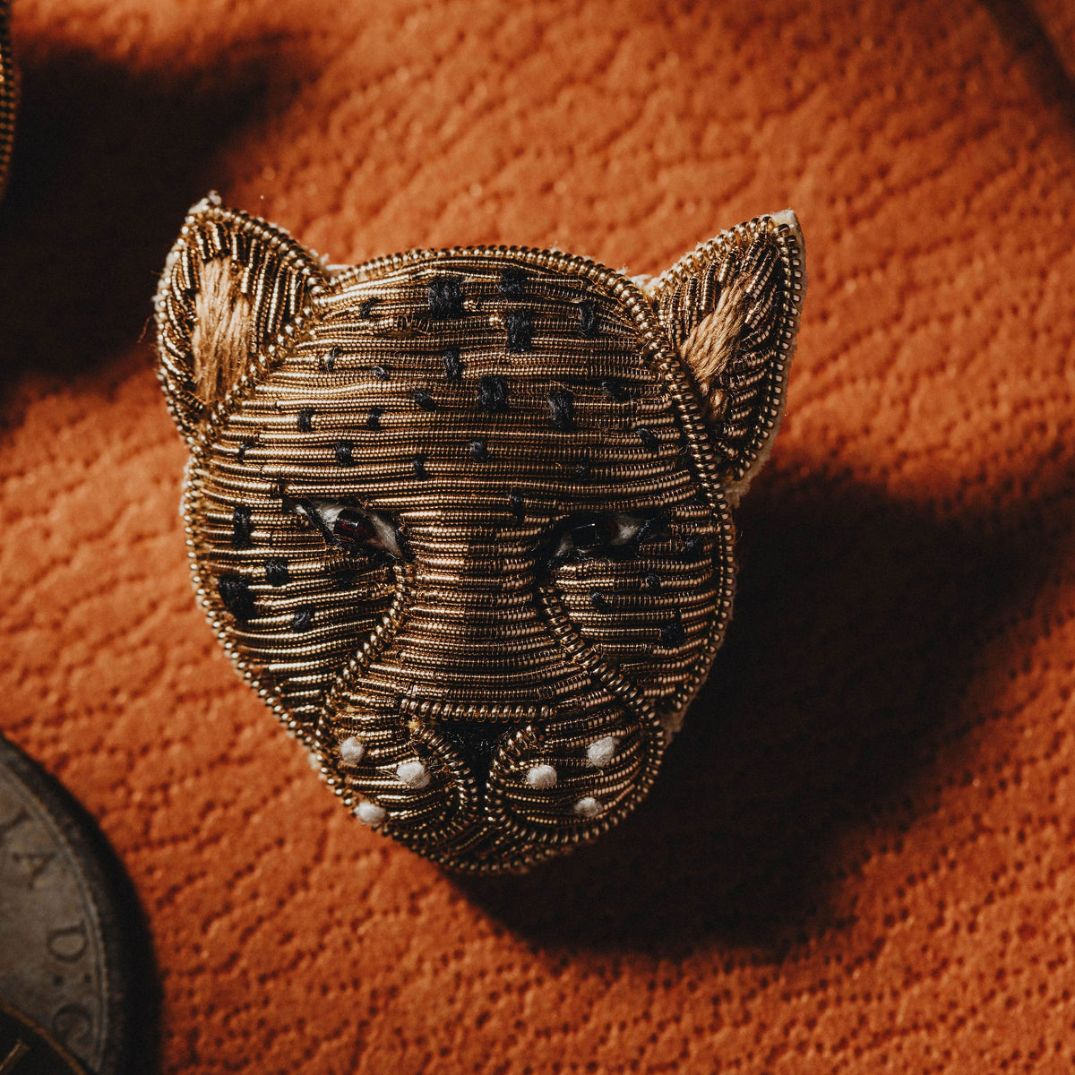 Cheetah Hand Embroidered Brooch 